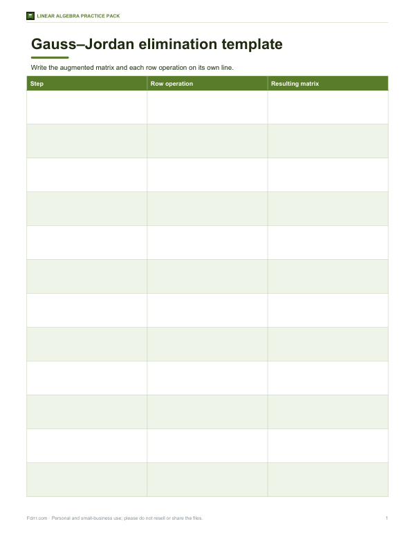 Preview of Printable Elimination Template
